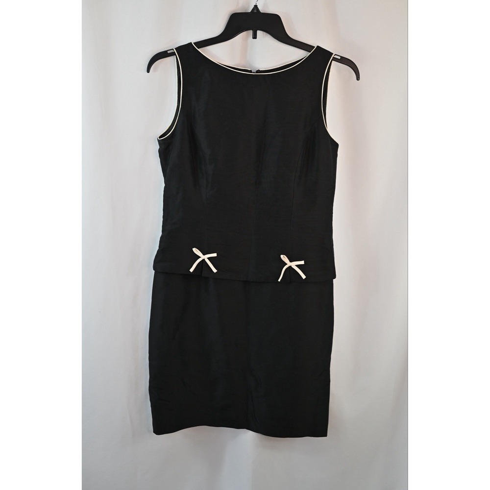David Warren Silk Black Dress Sleeveless Pencil Knee Length Vintage Size 8